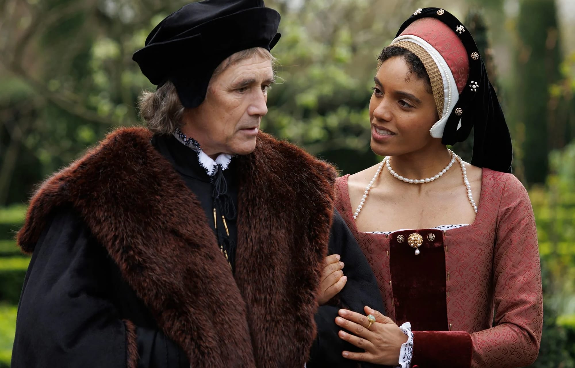 Mark Rylance as Thomas Cromwell, Maisie Richardson-Sellers as Bess Oughtred in 'Wolf Hall: The Mirror &amp; The Light'