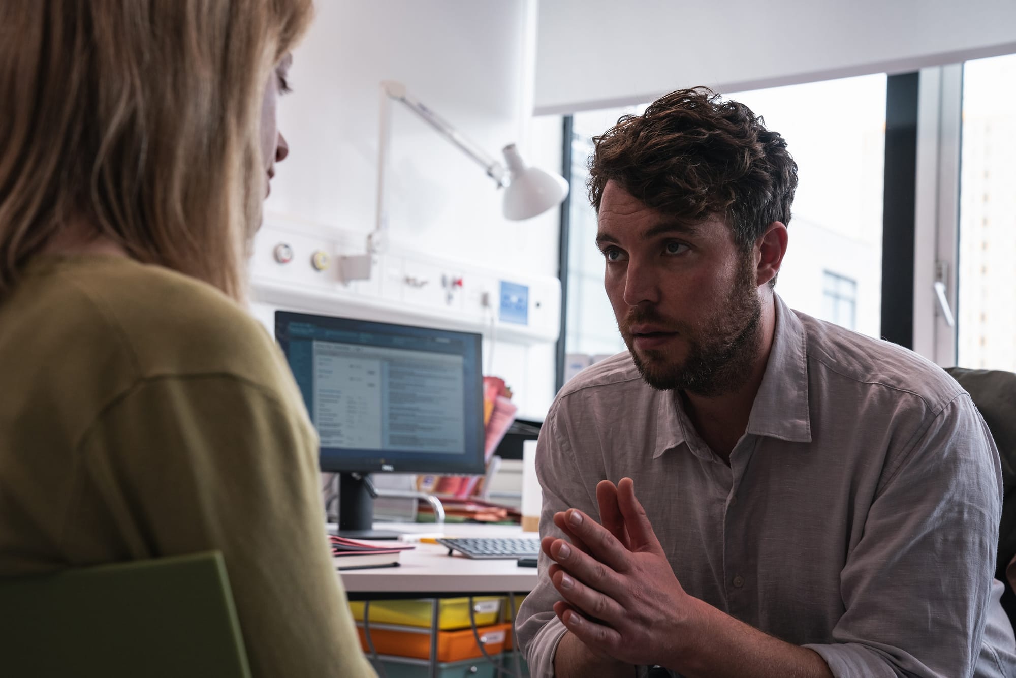 Helen Behan as Dr Norma Callahan and Tom Hughes as Dr. James Ford in 'Malpractice' Season 2