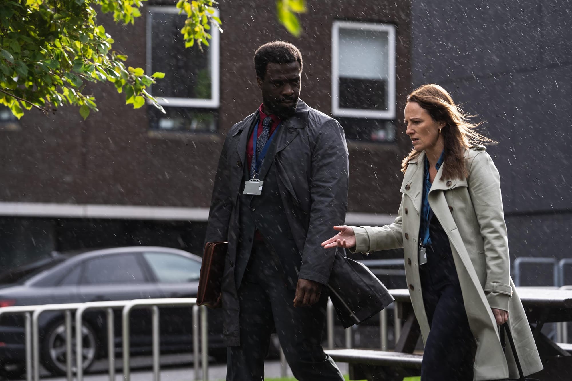 Helen Behan as Dr. Norma Callahan and Jordan Kouamé as Dr. George Adjei in 'Malpractice' Season 2