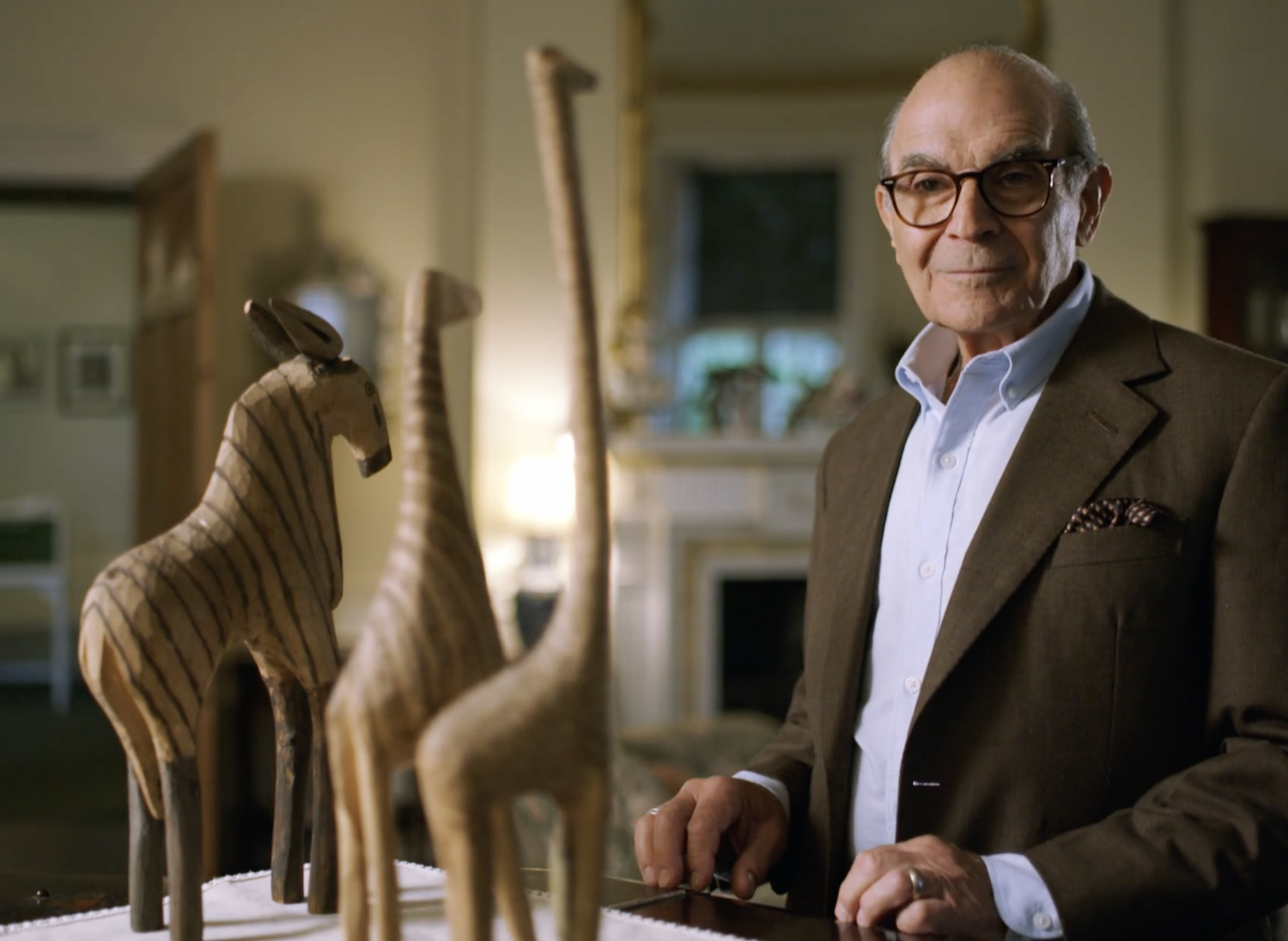 Sir David Suchet in Agatha Christie's Devon home Greenway with her African souvenirs.