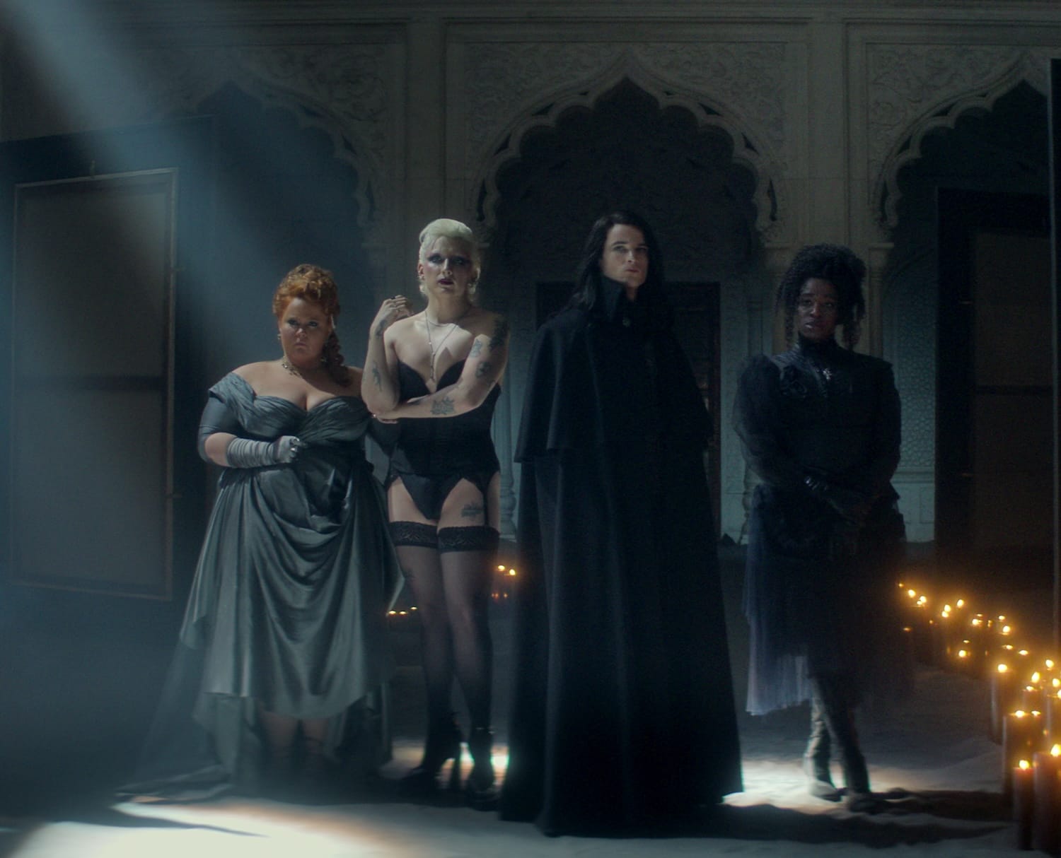 Tom Sturridge, Mason Alexander Park, Donna Preston, and Kirby Howell Baptiste in "The Sandman" Season 2