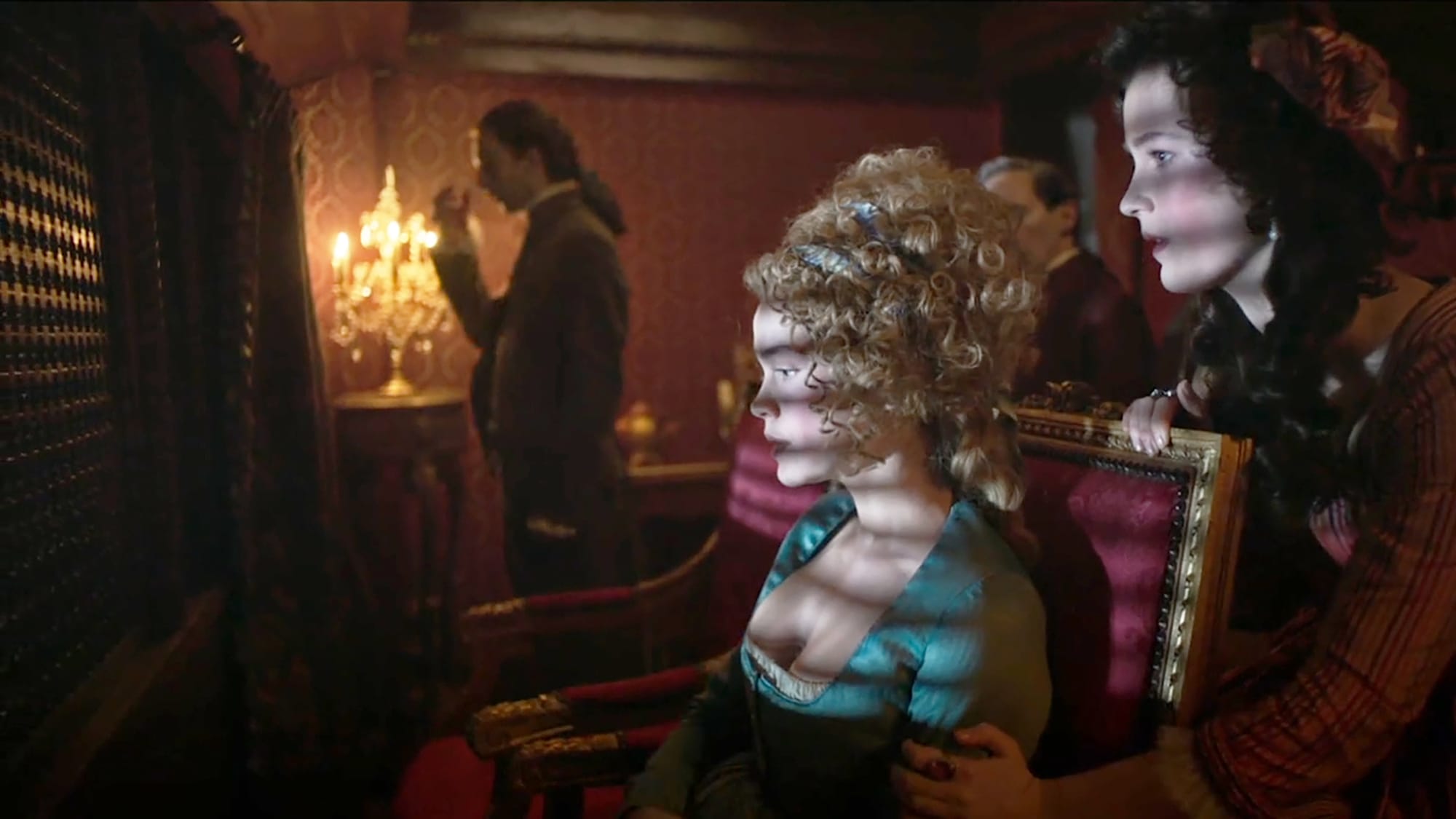 Louis Cunningham as Louis XVI, Emilia Schüle as Marie Antoinette, and Liah O'Prey as Yolande in 'Marie Antoinette' Season 2&nbsp;