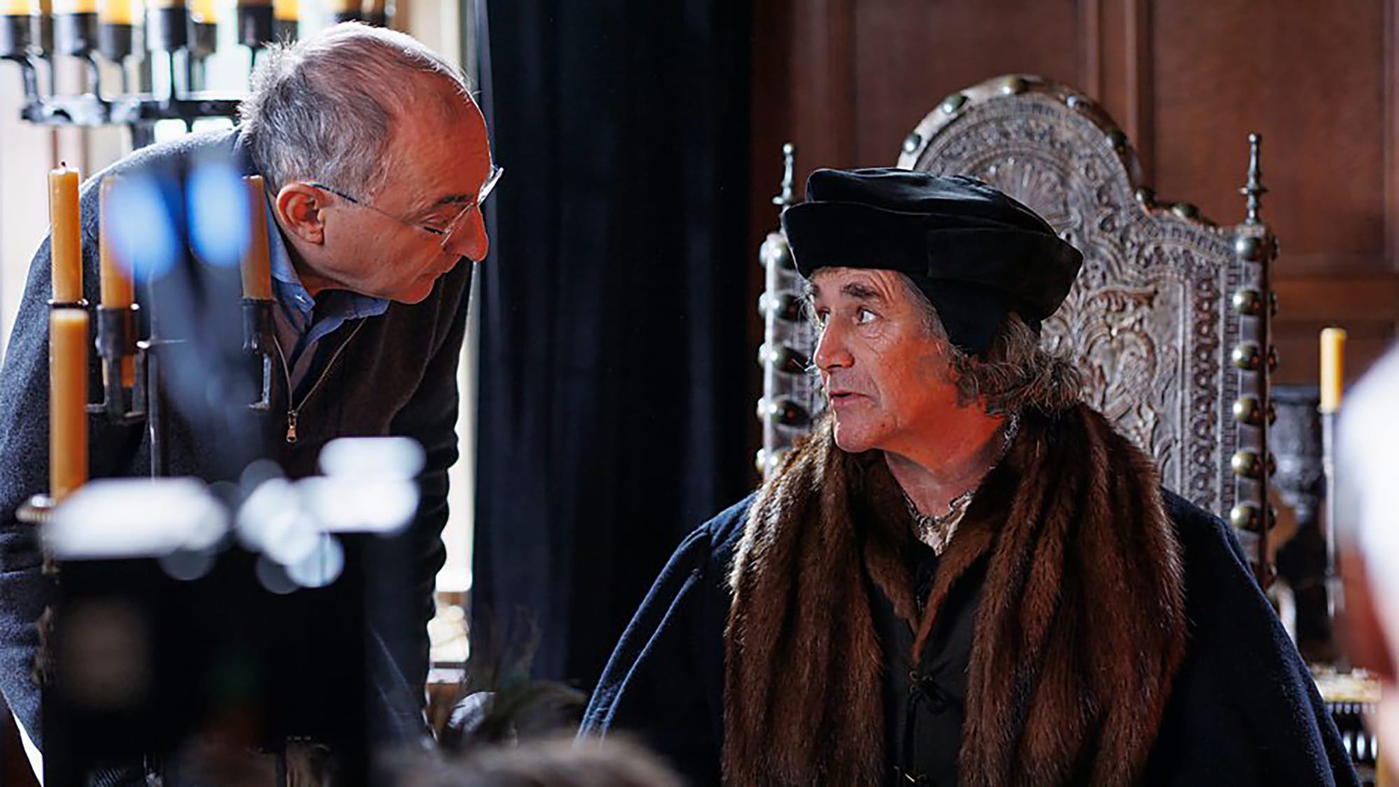 Peter Kosminsky and Mark Rylance behind the scenes of 'Wolf Hall: The Mirror and the Light'