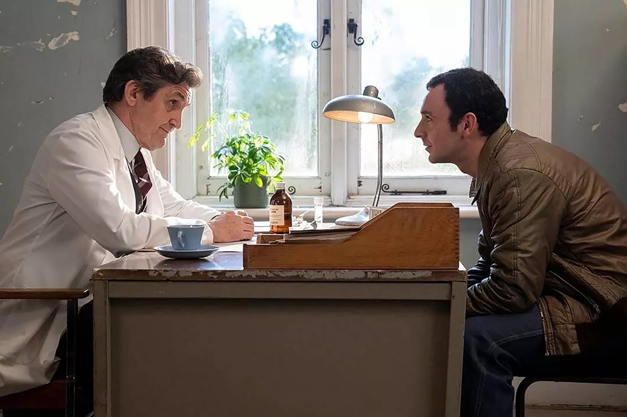 Stephen McGann as Dr. Turner and Ryan Hunter as Laurence Berridge in 'Call the Midwife' Season 14