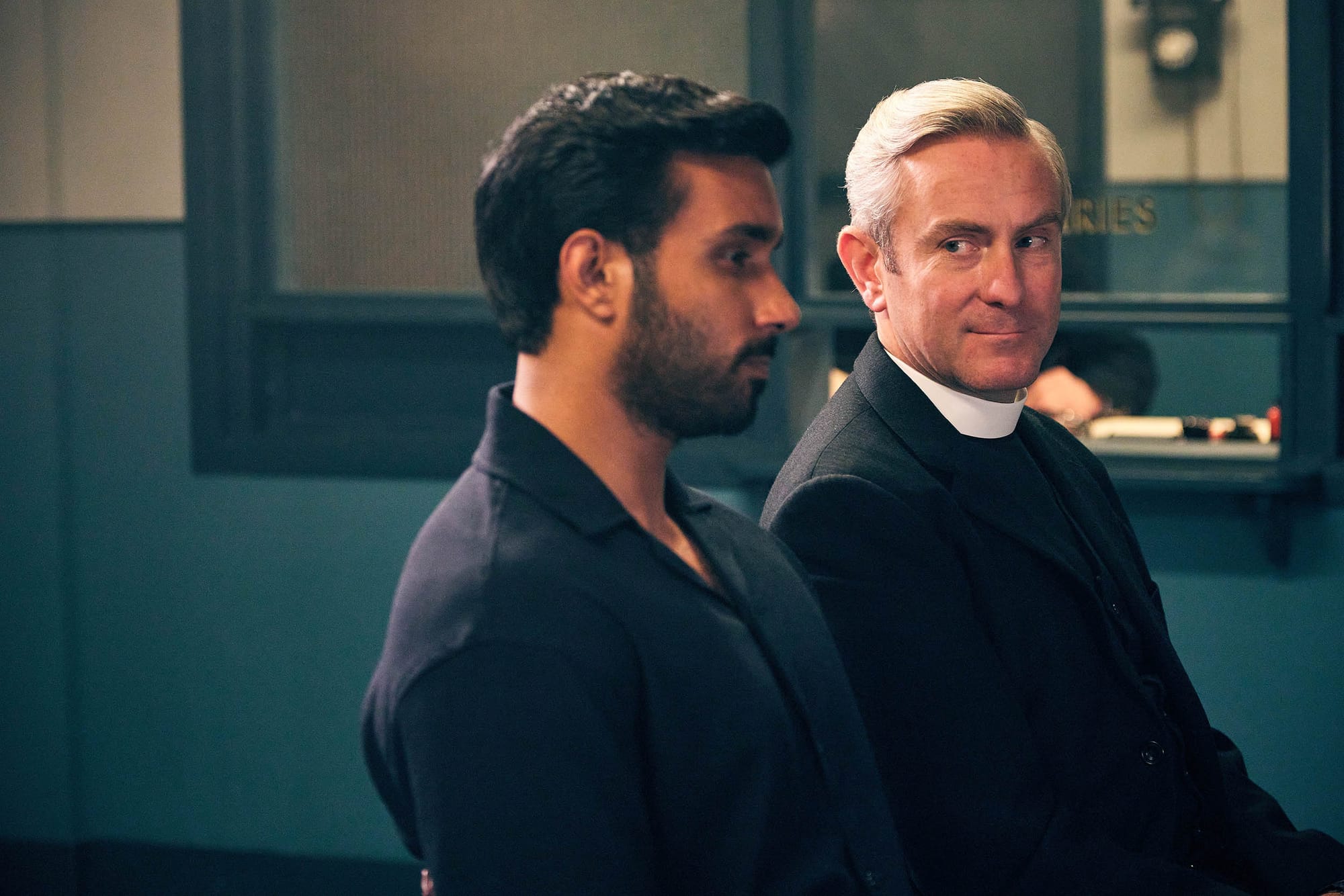 Rishi Nair and Jonathan Rhodes as Vicars Alphy and David in 'Grantchester' Season 10