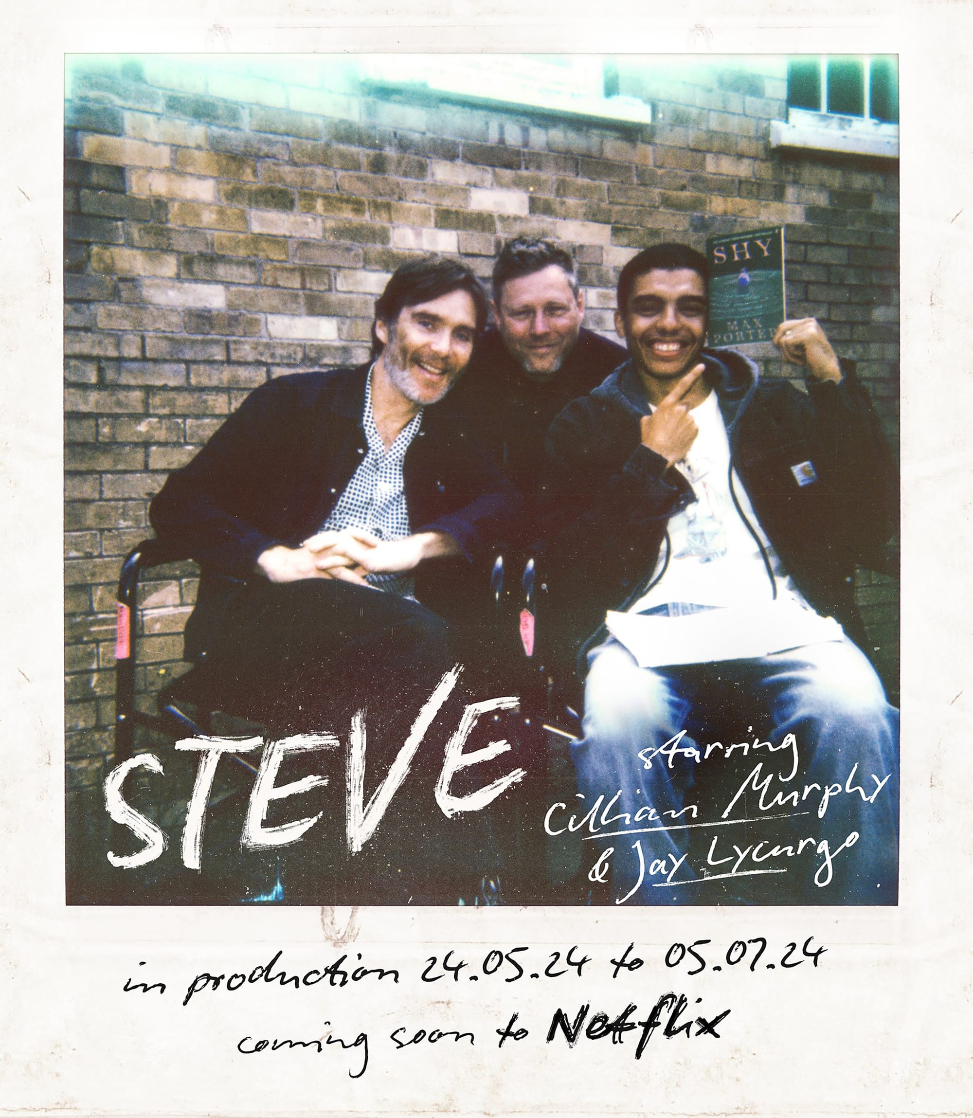 Cillian Murphy, Max Porter and Jay Lycurgo on the set of 'Steve'