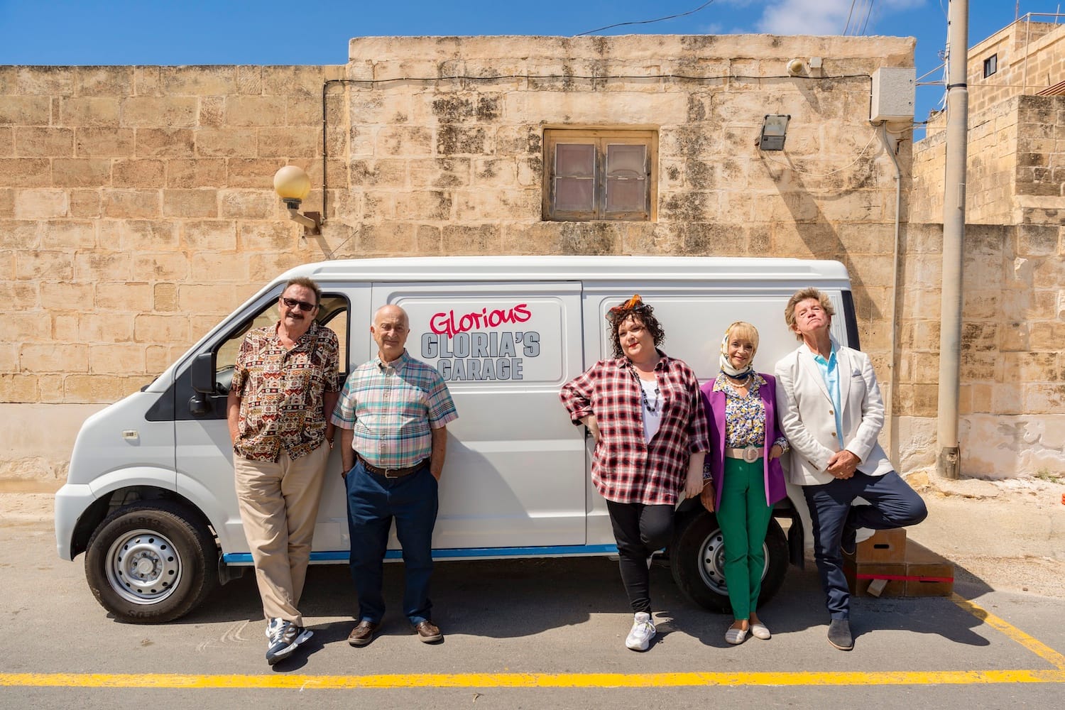 The elderly vigilantes of Saint-Victoire: Trevor (Paul Chuckle), Patrick (Tony Robinson), Gloria (Sue Vincent), Judith Lloyd-James (Sue Holderness), Jeremy Lloyd-James (Robin Askwith).&nbsp;