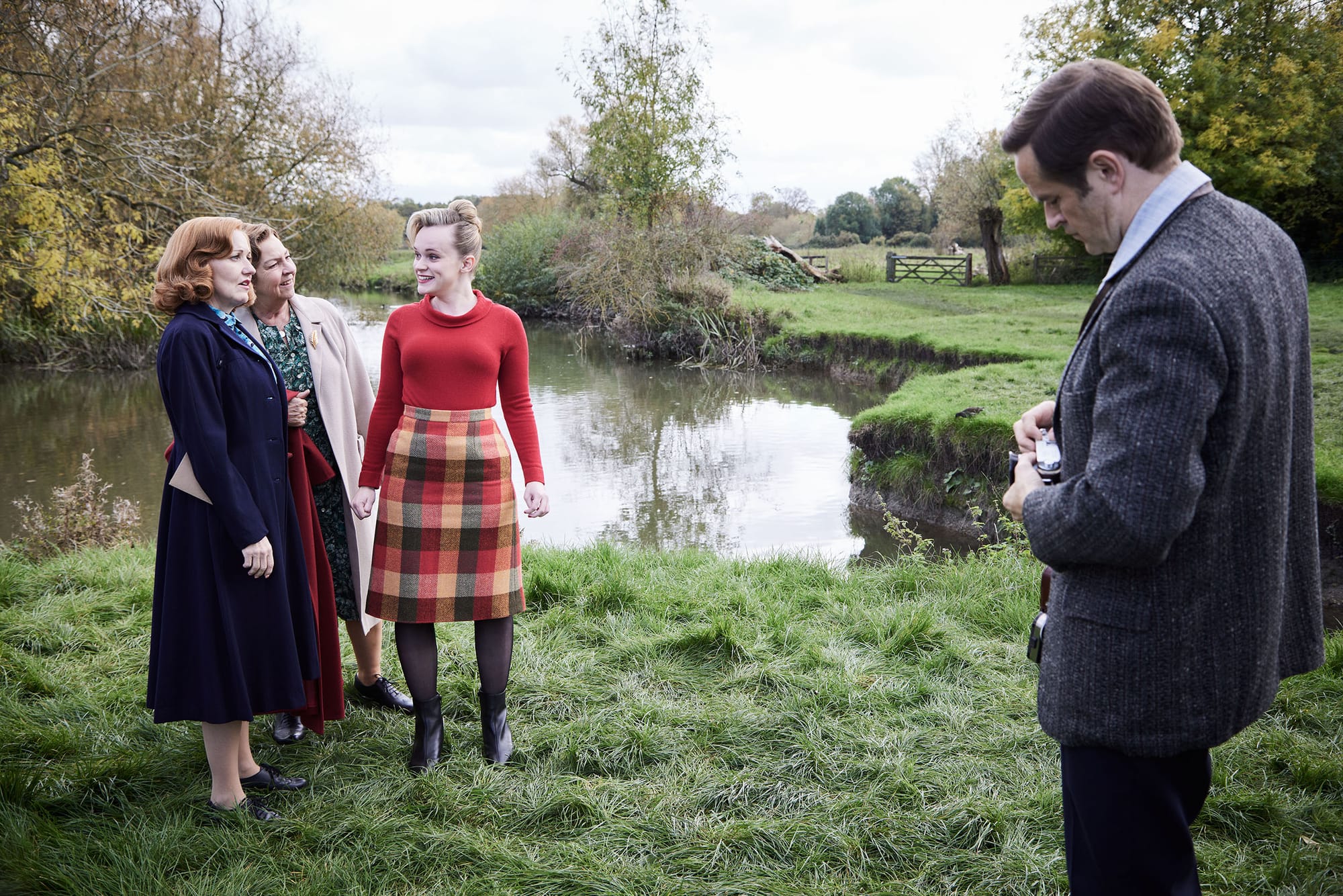 Kacey Ainsworth, Tessa Peake-Jones, Kate Humbles, and Oliver Dimsdale in 'Grantchester' Season 10