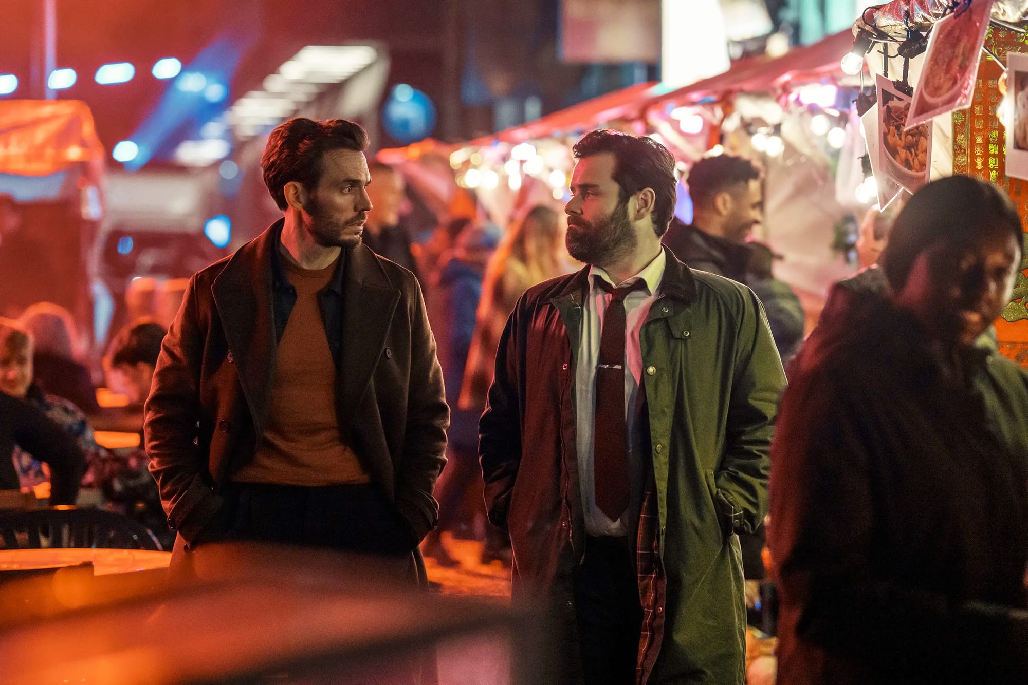 Sam Claflin and David Fynn in 'Lazarus'