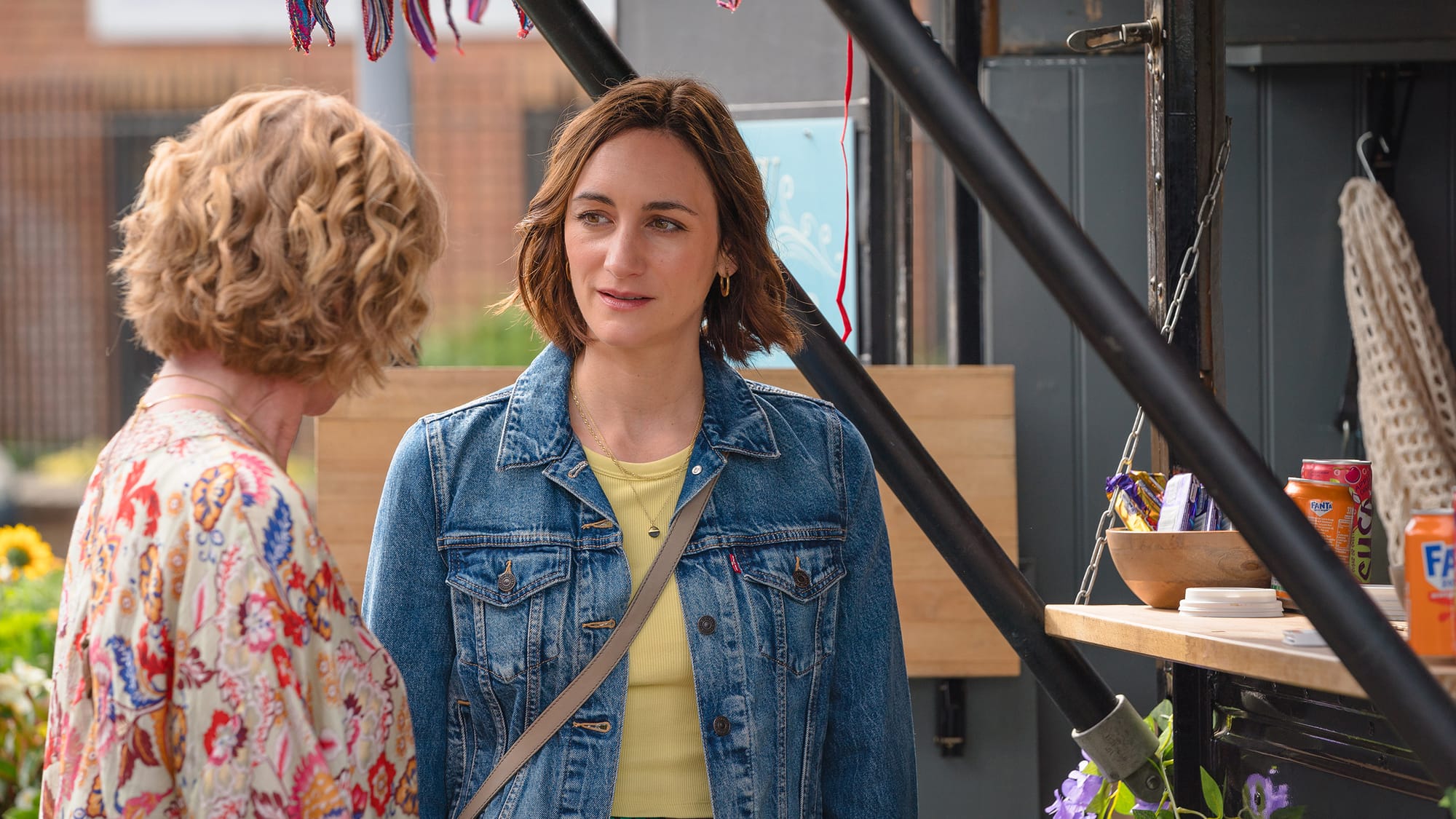 Samantha Bond as Judith Potts and Cara Horgan as Becks Starling in 'The Marlow Murder Club' Season 2