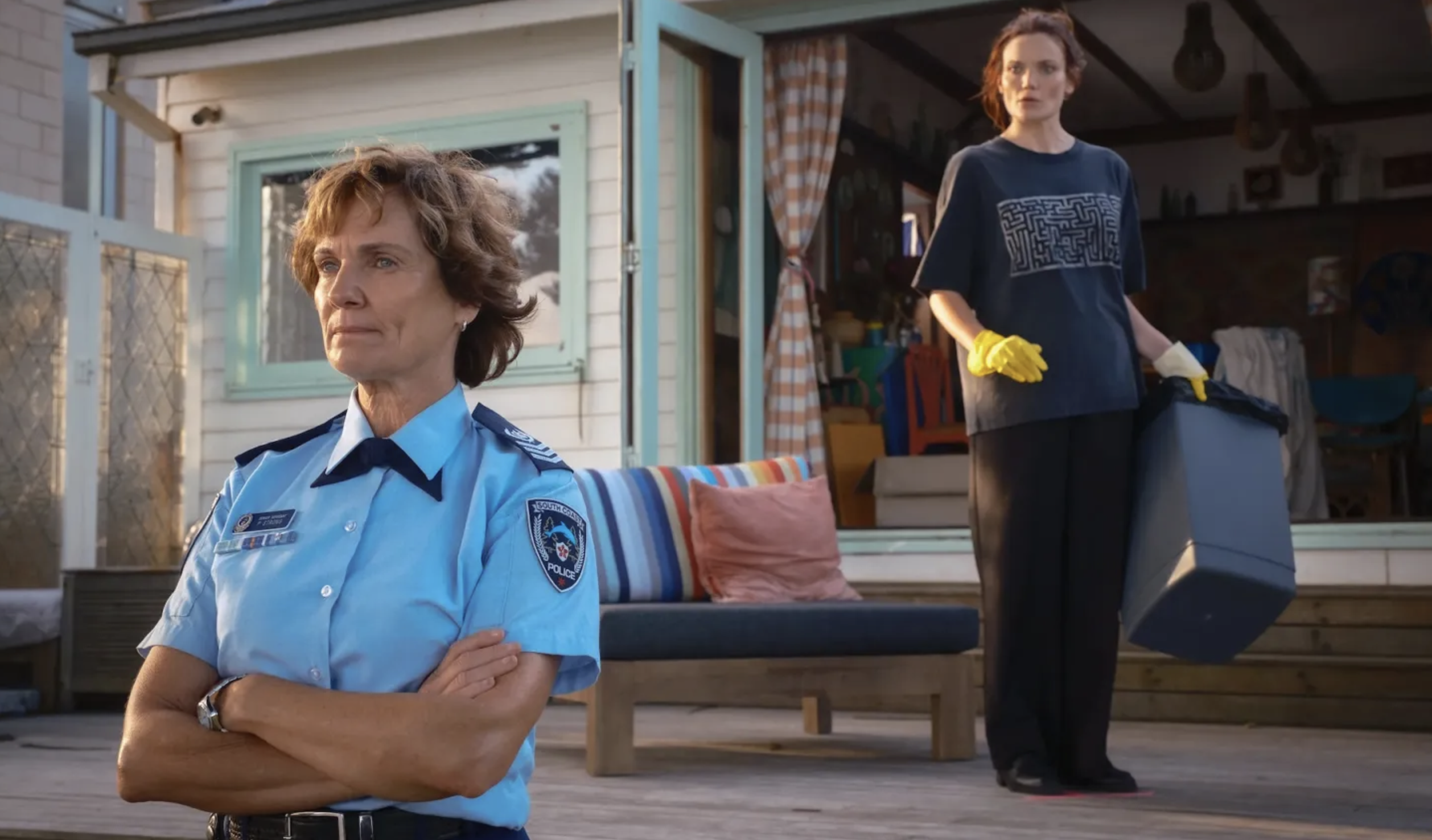 Senior Sergeant Philomena Strong (Catherine McClements) comes to ask DI Mackenzie Clarke (Anna Samson) for help.