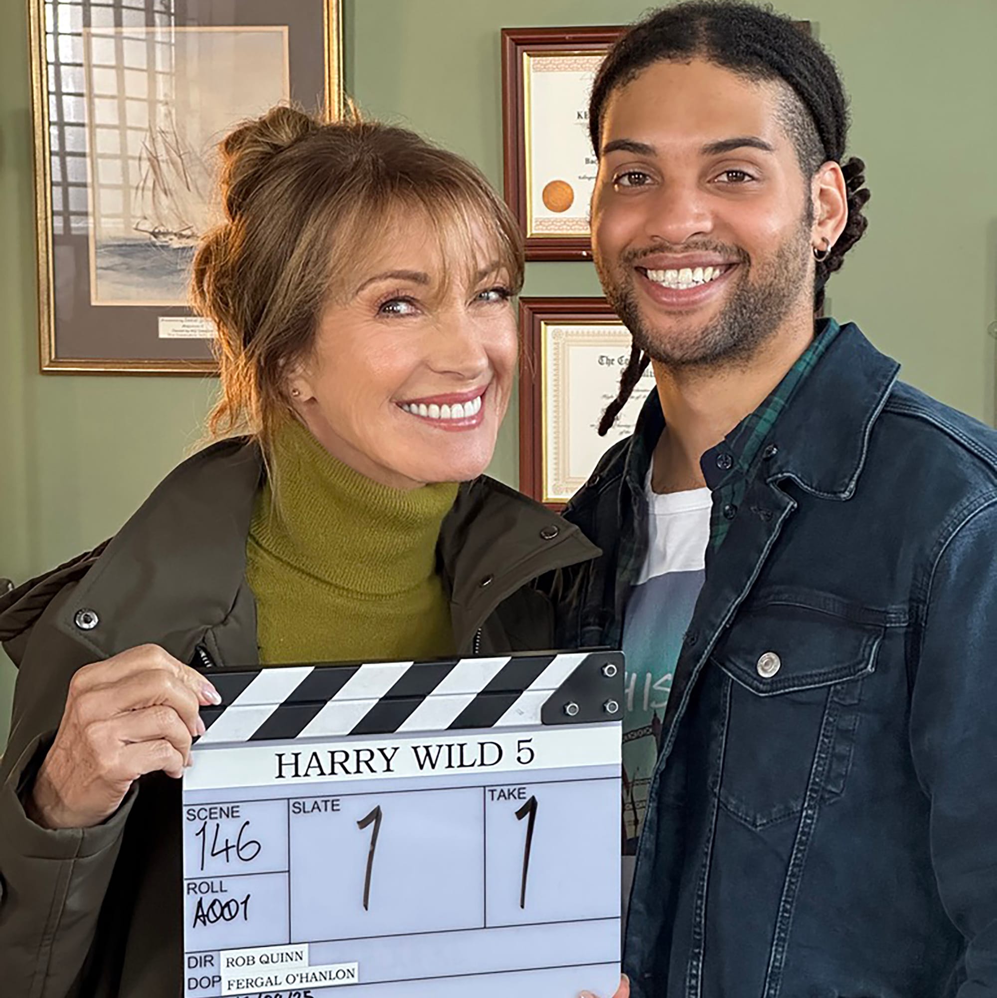 Jane Seymour and Rohan Nedd on the set of 'Harry Wild' Season 5