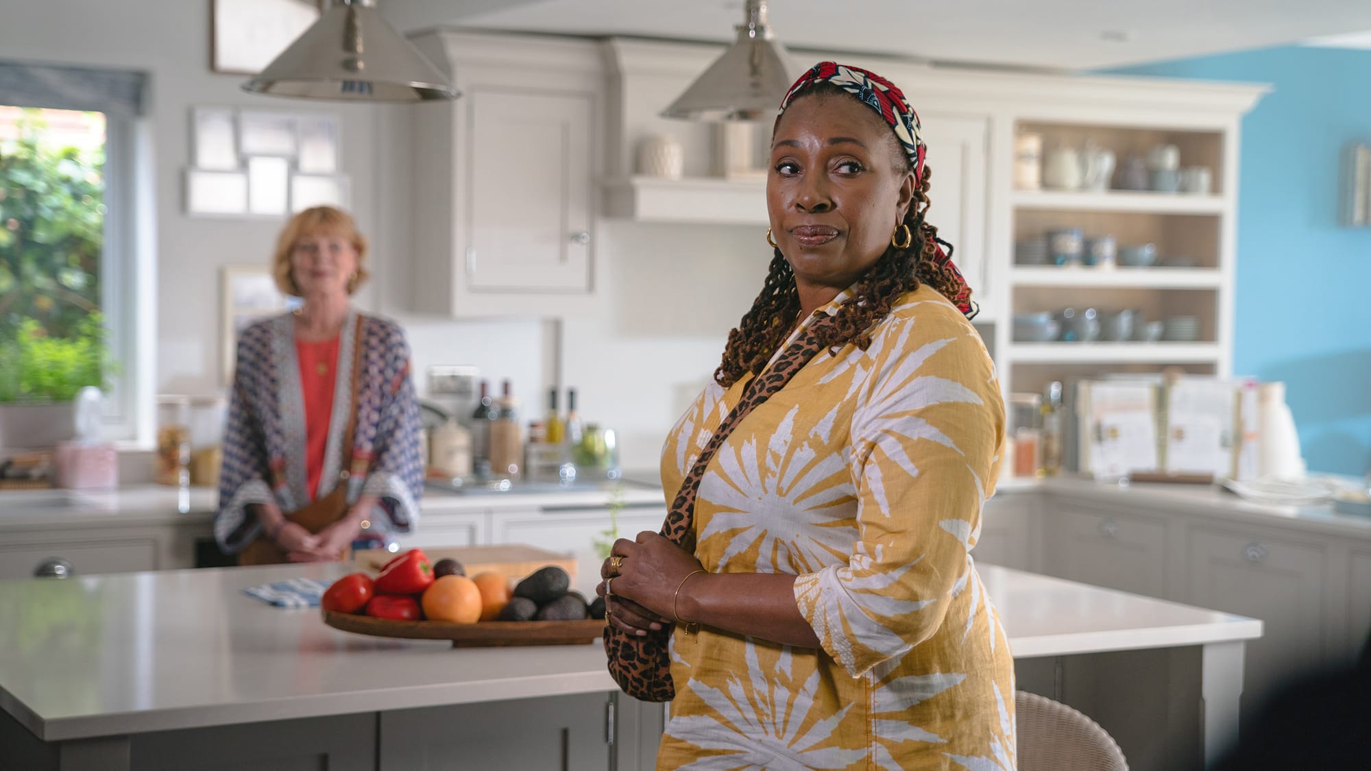 Jo Martin as Suzie Harris and Samantha Bond as Judith Potts in 'The Marlow Murder Club' Season 2