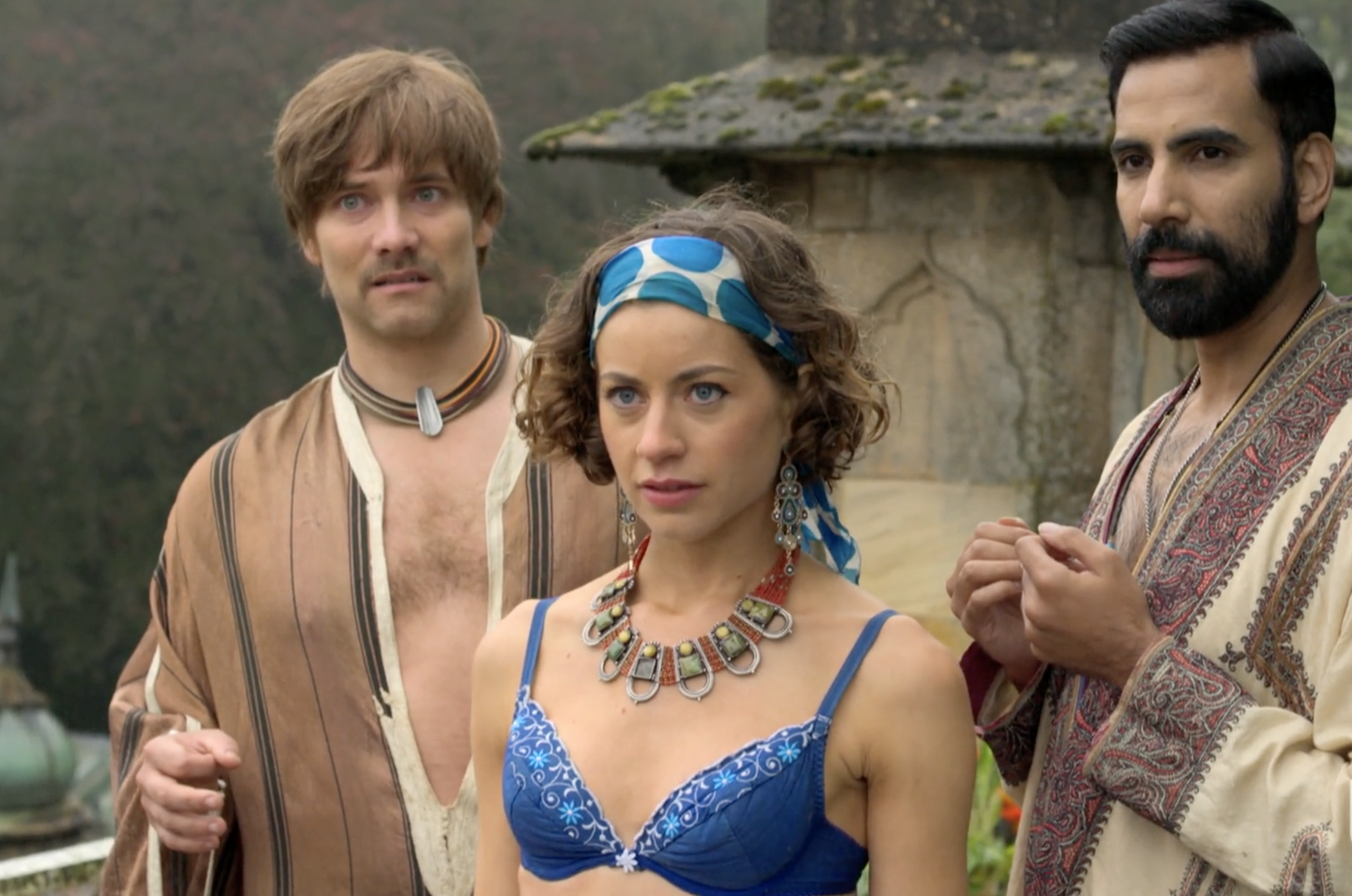 Miles Fletcher (Oliver Dench),Vivien Ashbrook (Sophie Ablett), and Dr. Saatvik Bose (Jazz Singh Deol).