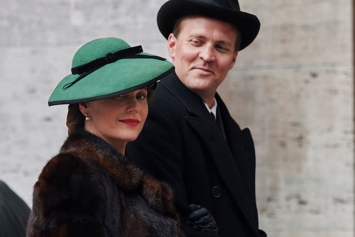 Sofia Helin as Crown Princess Martha and Tobias Santelmann as Crown Prince Olav in 'Atlantic Crossing'