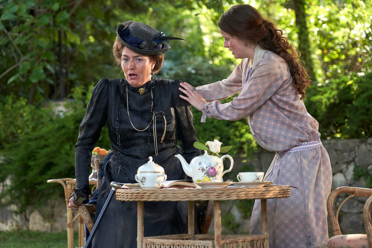 Anna Chancellor as Lady Latchmere and&nbsp;Imogen King as Melissa in 'Hotel Portfino' Season 1