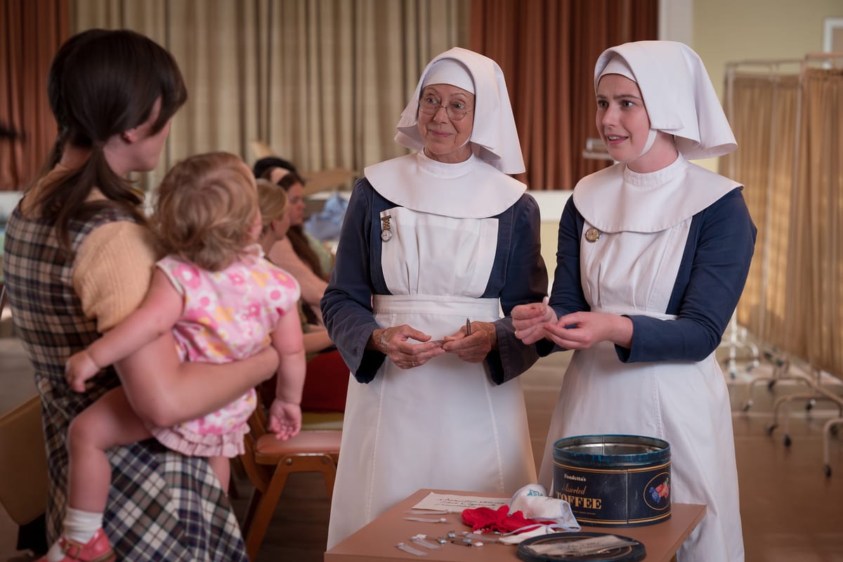Jenny Agutter and Molly Vevers in 'Call the Midwife' Season 15