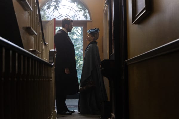 Tom Durant-Pritchard and Kate Phillips in "Miss Scarlet" Season 6 