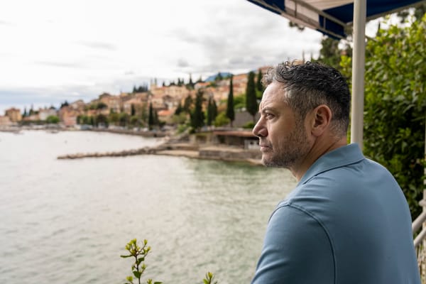 DCI Joe Mottram (Warren Brown) gazes out at the Mediterranean